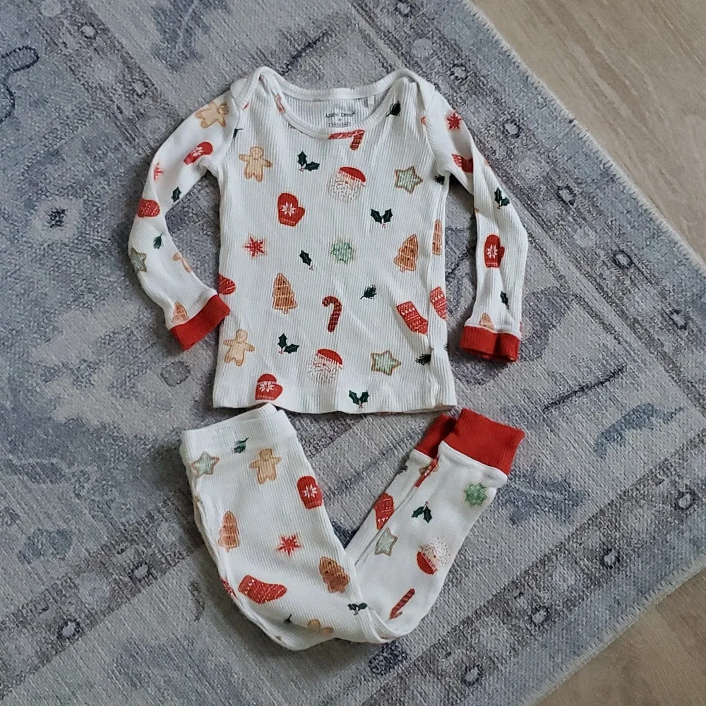Angel Dear Kids Unisex Waffle Knit Christmas Cookie Long Johns Pajamas Sz3T